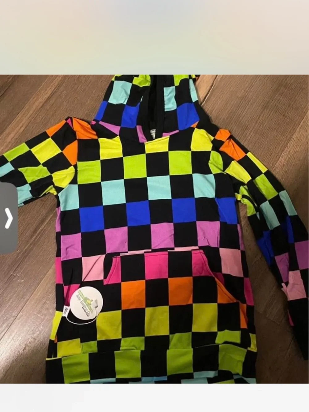 Checkerboard bamboo hoodie NWT size 5/6
